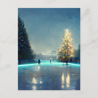 Roze van de buitenste schaatsen in het land briefkaart