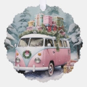 Roze Vanagon Ornament Kaart (Voorkant)