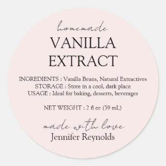Roze Vanille-extractlabels met Instructies Ronde Sticker