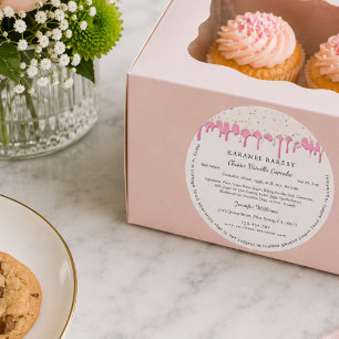 Roze Vanille Frosting Drip Label Cottage Bakkerij