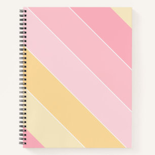 Roze Vanille Geel Wit Modern Trendy Gestreepte Notitieboek