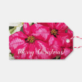 Roze variabele poinsettias Holiday Cadeaulabel (Voorkant (Horizontaal))