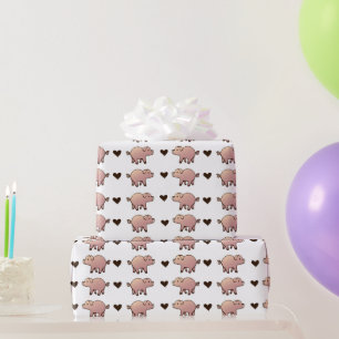 Roze Varken en Hart Wrapping Papier