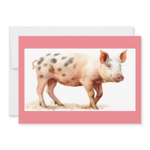 Roze Varken Flat Dank u kaart