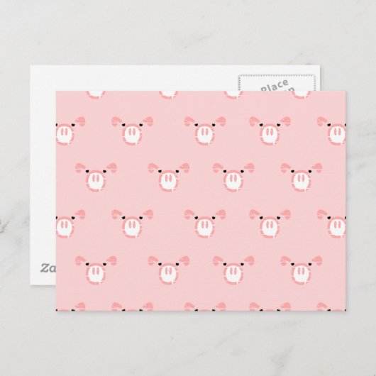 Roze Varken Gezicht Herhalend Patroon Briefkaart (Voorkant / Achterkant)