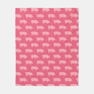 Roze varkens silhouetten patroon   Leuke dierenlie Fleece Deken