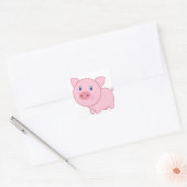Roze varkens vierkante sticker (Envelop)