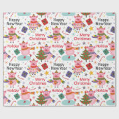 Roze varkens voor Kerstmis Cadeaupapier (Vlak)