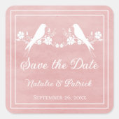 Roze vebird Floral Save the Date Stickers (Voorkant)
