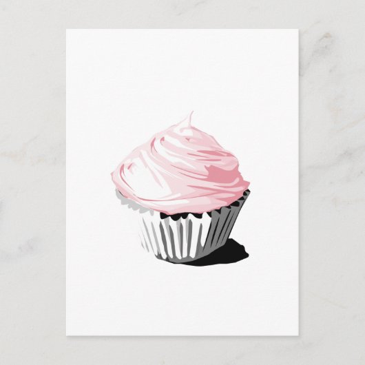 Roze vectorcupcake-sjablonen briefkaart (Voorkant)
