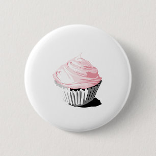 Roze vectorcupcake-sjablonen ronde button 5,7 cm