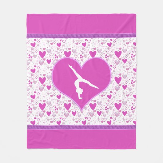 Roze veel hartengymnast fleece deken (Voorkant)