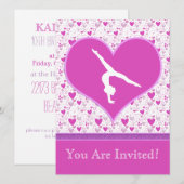 Roze veel hartengymnast kaart (Voorkant / Achterkant)