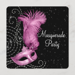 Roze Veer Masker Maskerade Feest Kaart