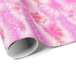 Roze veerboa cadeaupapier