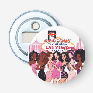 Roze Vegas Bachelorette Party Button Flesopener
