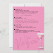 Roze Vegas Bachelorette Party Kaart (Achterkant)