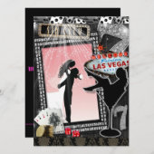 Roze vegas trouwnodigt uit kaart (Voorkant / Achterkant)