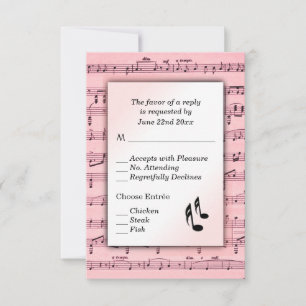 Roze vel Muziek RSVP Menu Keuze