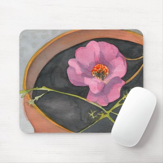 Roze ventilator in Terra Cotta Pot Mousepad Muismat (Met muis)