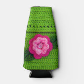 Roze ventilator met Pearl Button Light Green Croch Flesjeskoeler (Voorkant)