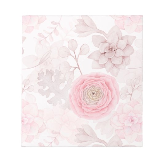 Roze ventilator Succulent Illustration Summer Patt Notitieblok (Voorkant)