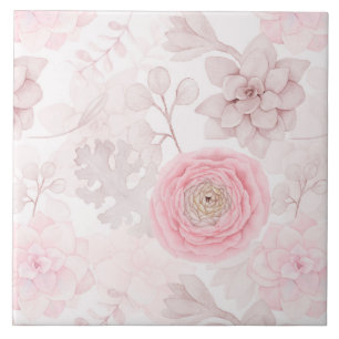 Roze ventilator Succulent Illustration Summer Patt Tegeltje
