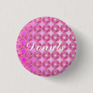 Roze, verbluffende roze donuts ronde button 3,2 cm