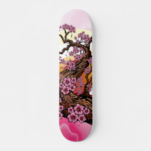 Roze verf golf Kersenbloesem Zonsondergang Japans Skateboard