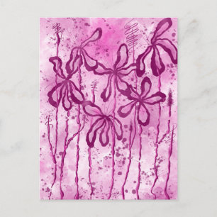 Roze Verf Splatter & Lelies Briefkaart