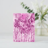 Roze Verf Splatter & Lelies Briefkaart (Staand voorkant)