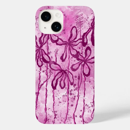 Roze Verf Splatter & Lelies Case-Mate iPhone Case (Achterkant)