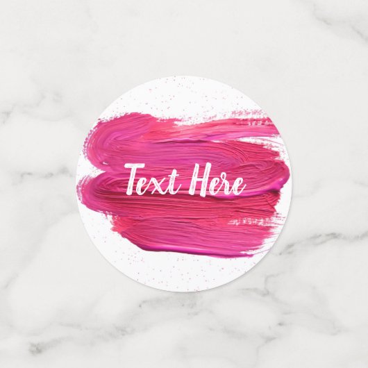 Roze verf tekst Hier abstract moderne Confetti (Kleine voorkant)