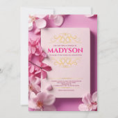 Roze Verhaal Boek Hoesje Bat Mitzvah Party Kaart (Voorkant)