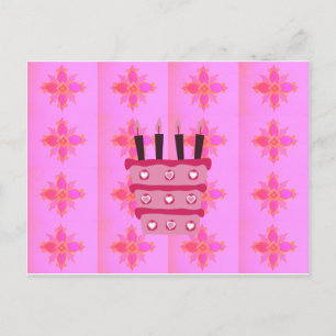 Roze Verjaardag Cake Art Print Briefkaart