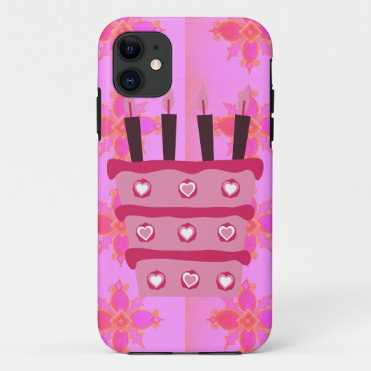 Roze Verjaardag Cake Art Print Case-Mate iPhone Case (Achterkant)