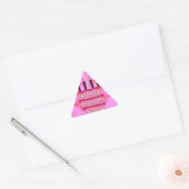Roze Verjaardag Cake Art Print Driehoek Sticker (Envelop)