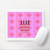 Roze Verjaardag Cake Art Print Muismat (Met muis)