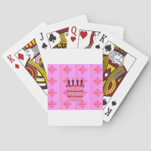 Roze Verjaardag Cake Art Print Pokerkaarten