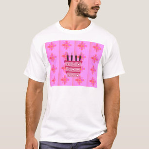 Roze Verjaardag Cake Art Print T-shirt