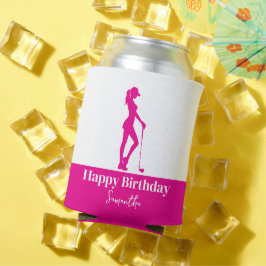 Roze Verjaardag Golf Meisje Monogram Blikjeskoeler