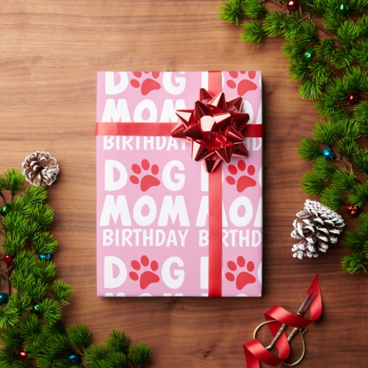Roze Verjaardag Hond Mam Cadeaupapier (Feestdagen Geschenken)