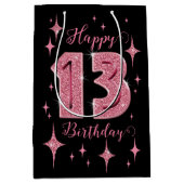 Roze Verjaardag Medium Gift Bag Medium Cadeauzakje (Voorkant)