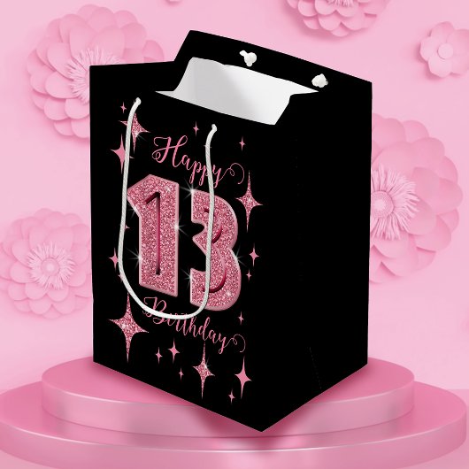 Roze Verjaardag Medium Gift Bag Medium Cadeauzakje