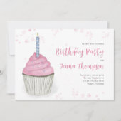 Roze verjaardag Whimsical Cute Cupcake Eenvoudig Kaart (Voorkant)