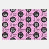 Roze Verjaardag Wrapping Paper Flat Sheet Set van (Voorkant)