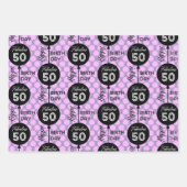 Roze Verjaardag Wrapping Paper Flat Sheet Set van (Voorkant 3)