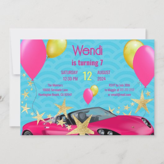 Roze Verjaardags Bash Party Uitnodiging (Voorkant)