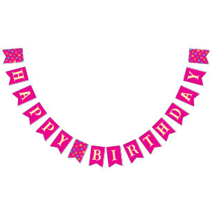 Roze Verjaardagsbanner voor Katten – Kattenfeestje Vlaggetjes
