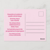 Roze verjaardagsfeest uitnodiging voor een lieve p (Achterkant)